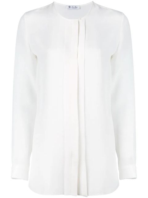 Loro Piana CREW NECK LONG SLEEVE WHITE BLOUSE "White Blouses" - zdjęcie produktu nr 1