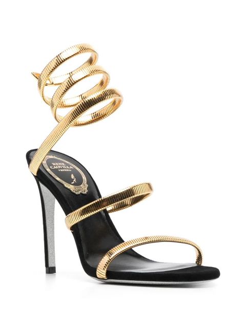 René Caovilla Juniper 110mm coiled-strap suede sandals - Gold