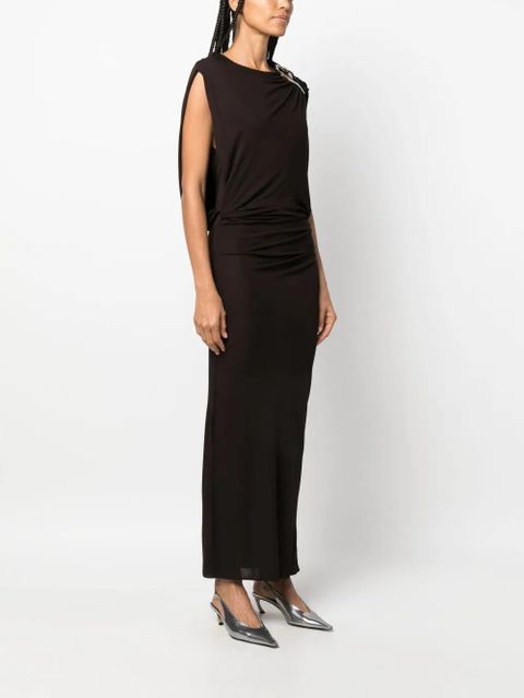 Lanvin brooch-detail maxi dress - Brown - zdjęcie produktu nr 2