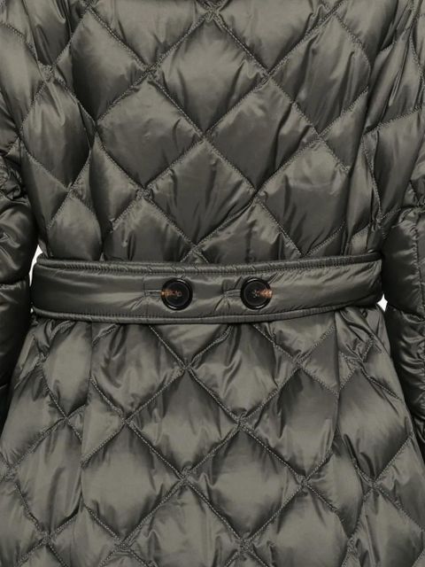 Max Mara hooded quilted belted jacket - Green