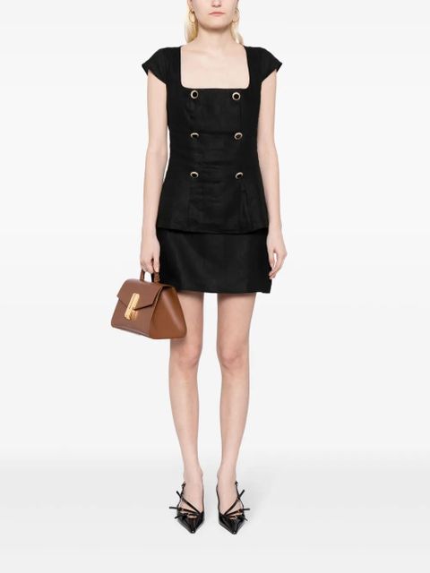 Reformation Veranda linen miniskirt - Black - zdjęcie produktu nr 2