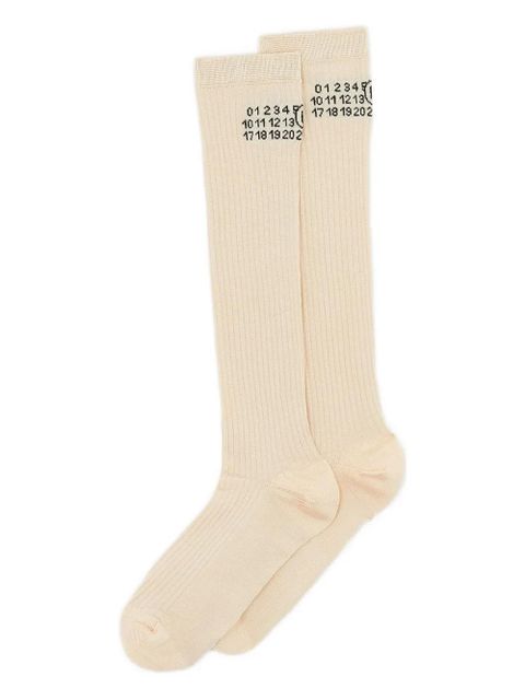 MM6 Maison Margiela ribbed knee-high socks - Neutrals - zdjęcie produktu nr 1