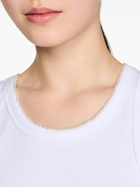 SANDRO ribbed beaded top - White