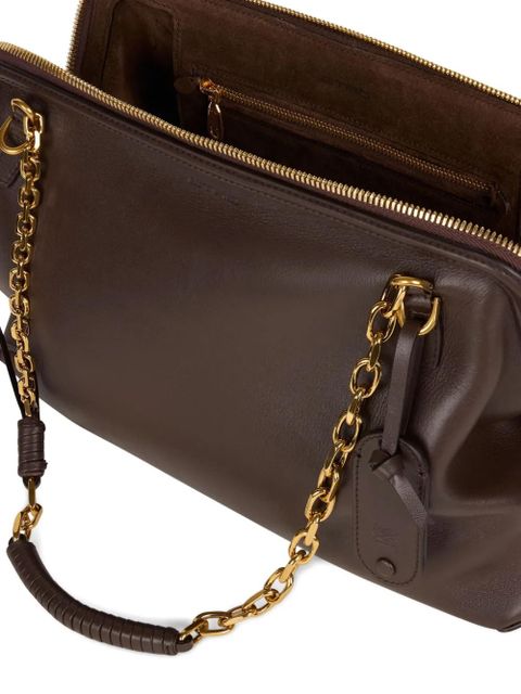 ETRO chain-trimmed leather shoulder bag - Brown