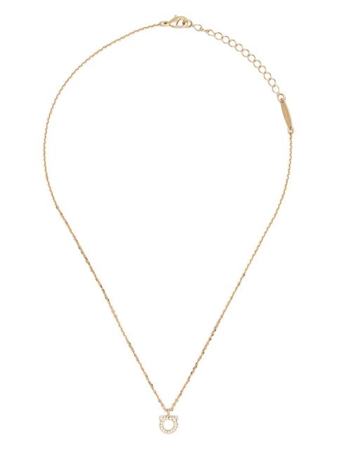 Ferragamo crystal-embellished Gancini necklace - Gold