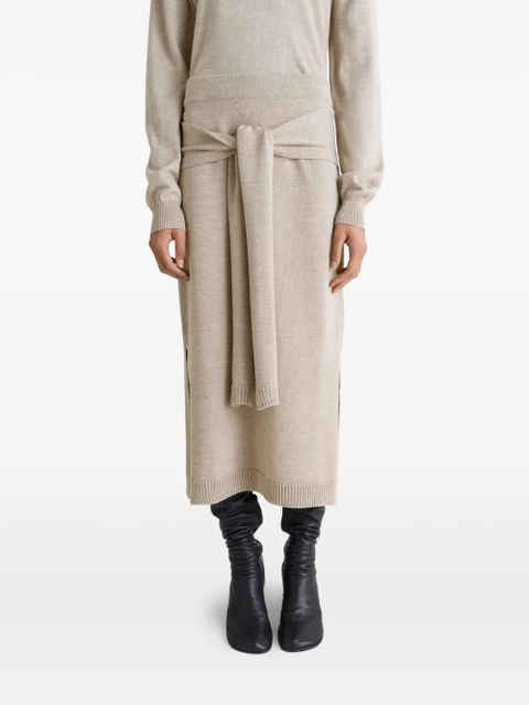 LEMAIRE trompe l'oeil midi knitted skirt - Neutrals