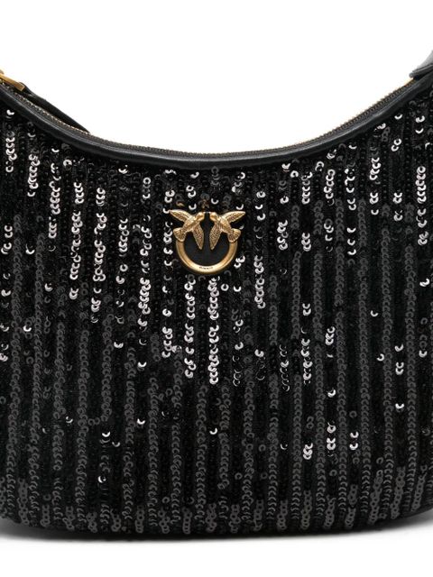 PINKO mini Half Moon sequinned shoulder bag - Black