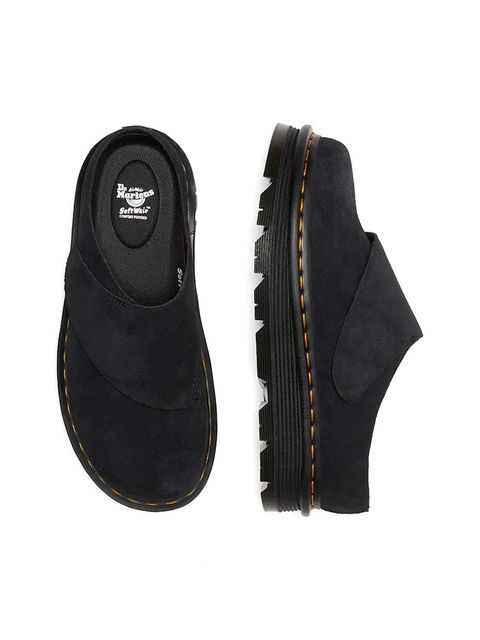 Dr. Martens klapki zamszowe ZebZag AnyWair Mule kolor czarny DM41730001