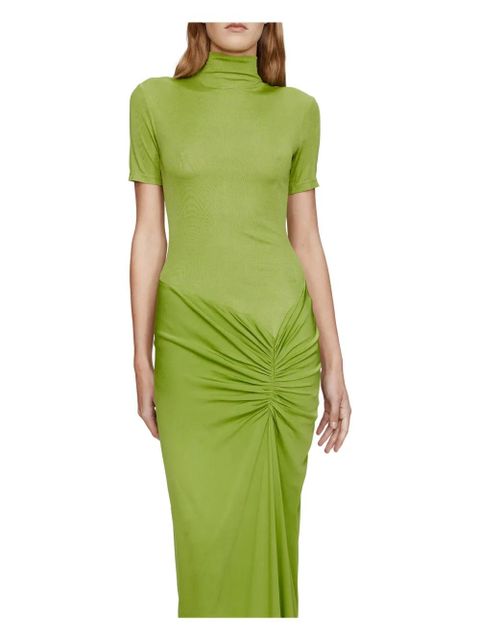 Christopher Esber Fusion Ruched Tee high neckline dress - Green