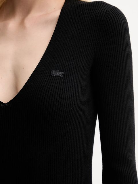 Lacoste sukienka kolor czarny maxi dopasowana EF4175