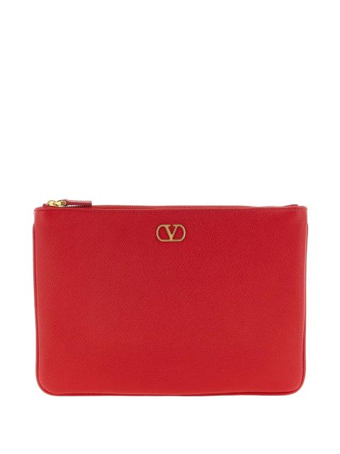Valentino Garavani Llogo Signature leather clutch bag - Red - zdjęcie produktu nr 1