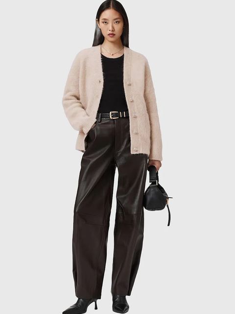 AllSaints kardigan z wełną damski kolor beżowy W077KD