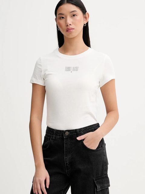 Tommy Jeans t-shirt bawełniany damski kolor beżowy DW0DW21841 - zdjęcie produktu nr 1