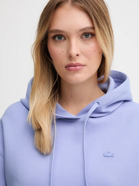 Lacoste bluza damska kolor niebieski z kapturem gładka SF0281