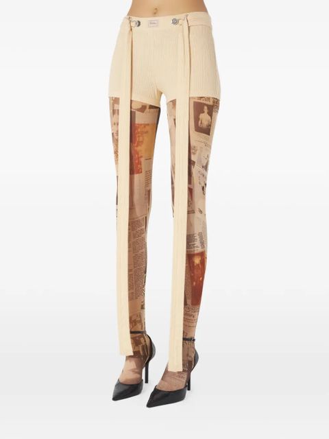 Jean Paul Gaultier ribbed patch-detail shorts - Neutrals