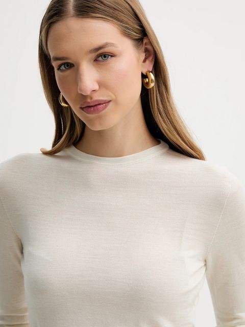 Liviana Conti sweter wełniany damski kolor beżowy lekki L5WA06