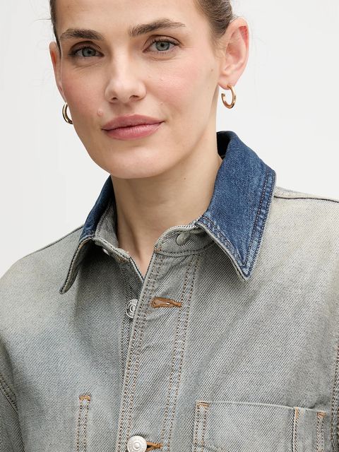 Calvin Klein Jeans kurtka jeansowa bawełniana kolor niebieski przejściowa LV047D753G