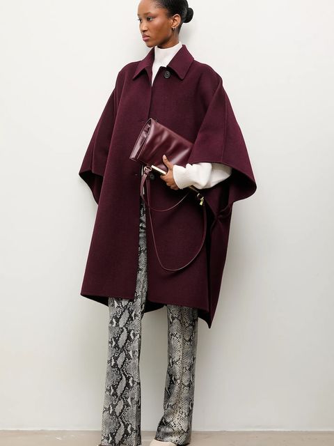 Answear.LAB płaszcz wełniany kolor bordowy