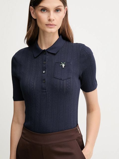 Lacoste polo bawełniane damski kolor granatowy DF5296