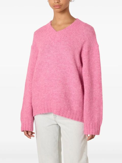 American Vintage V-neck ribbed east jumper - Pink
