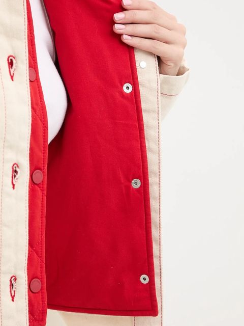 Stine Goya kurtka jeansowa kolor beżowy przejściowa SG-PS26-O007-2453