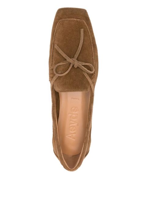 Aeyde Jasper bow-detail suede loafers - Brown