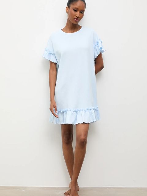 Answear.LAB koszula nocna bawełniana damska kolor niebieski bawełniana - zdjęcie produktu nr 1