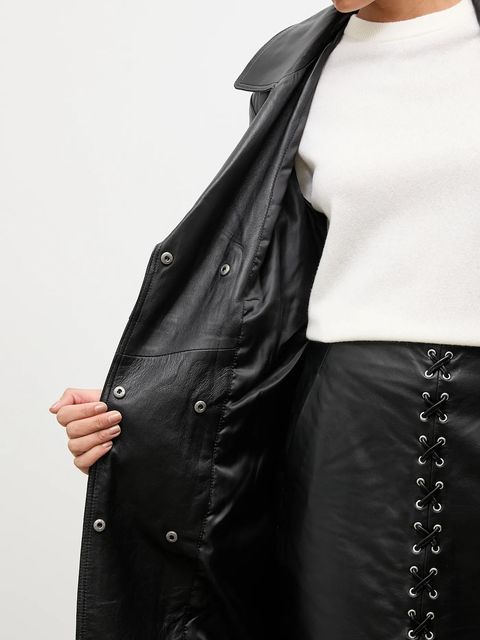 Answear.LAB płaszcz skórzany kolor czarny