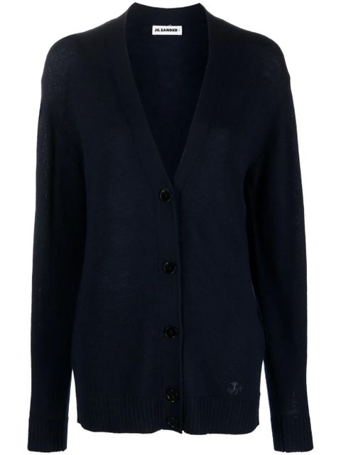 Jil Sander V-neck fine-knit cardigan - Blue - zdjęcie produktu nr 1