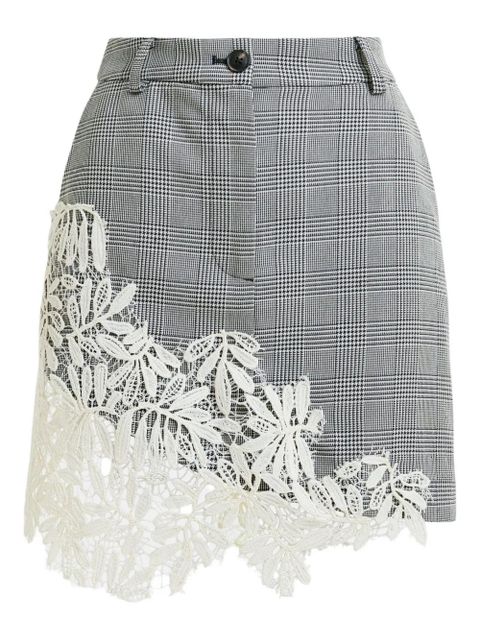 Essentiel Antwerp check-pattern lace-appliqué miniskirt - Grey - zdjęcie produktu nr 1