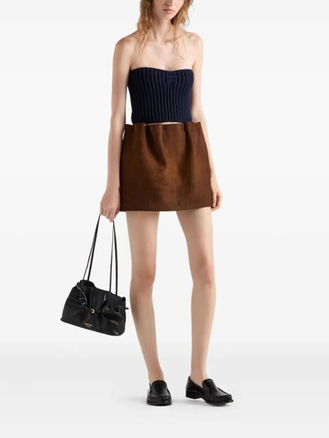 Prada elasticated-waistband suede mini skirt - Brown - zdjęcie produktu nr 2