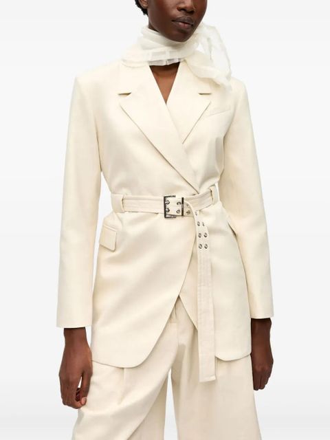 GANNI Belted Melange blazer - Neutrals