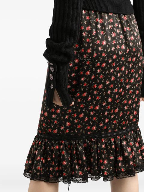 Dolce & Gabbana floral ruffled midi skirt - Black