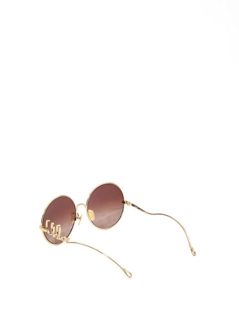 Chloé Eyewear logo-plaque round-frame sunglasses - Gold - zdjęcie produktu nr 2