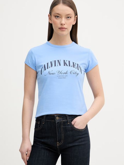 Calvin Klein Jeans T-shirt damski bawełniany z elastanem - zdjęcie produktu nr 1