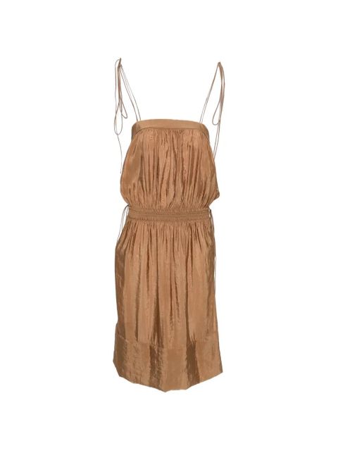 Saint Laurent side-drawstring shirred midi dress - Brown - zdjęcie produktu nr 1