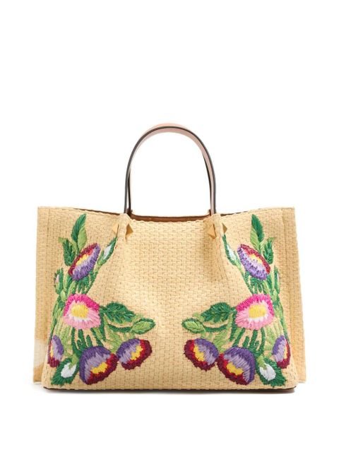 Valentino Garavani medium floral-embroidered tote bag - Neutrals - zdjęcie produktu nr 2