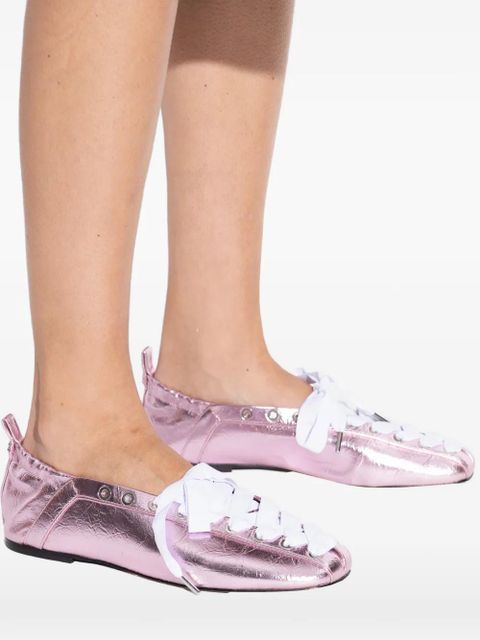 GANNI lace-up ballerinas - Pink