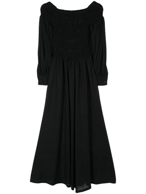 Max Mara smocked-panel wool maxi dress - Black - zdjęcie produktu nr 1