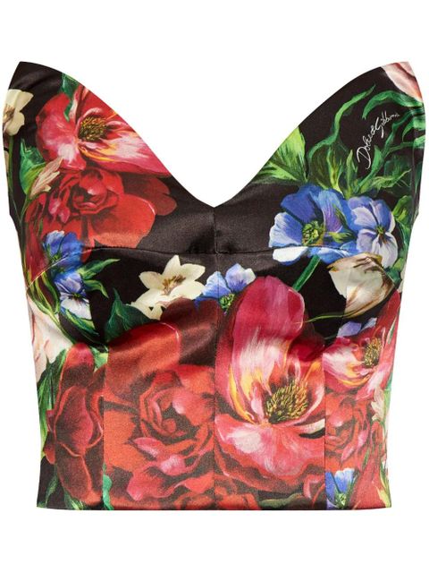 Dolce & Gabbana Rose-print strapless top - Red - zdjęcie produktu nr 1