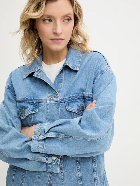 Answear.LAB kurtka jeansowa bawełniana kolor niebieski przejściowa oversize