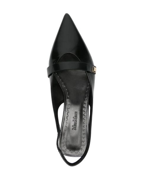 Max Mara logo-plaque leather ballerina shoes - Black