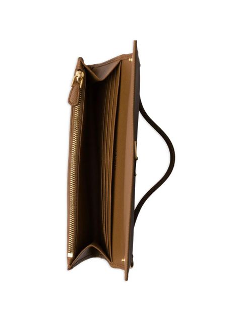 Prada Saffiano leather wallet with shoulder strap - Neutrals