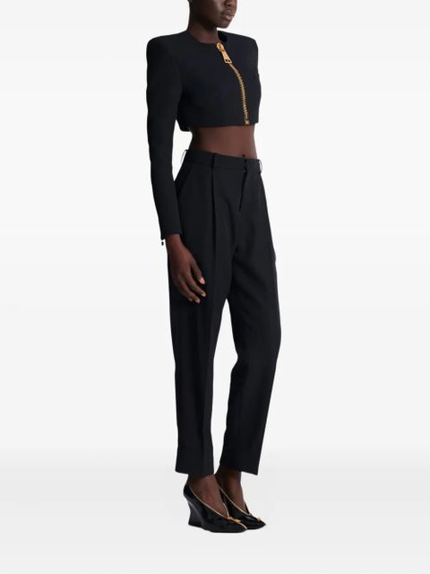 Balmain padded-shoulder zip-front jacket - Black