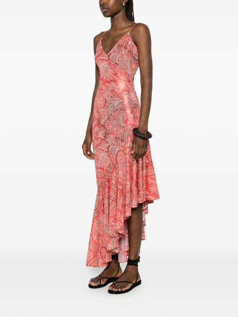 ETRO paisley ruffled midi dress - Orange