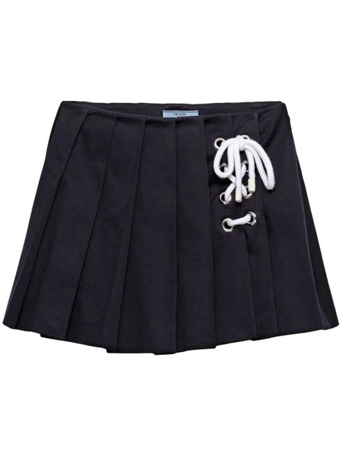 Prada pleated drill mini skirt - Blue - zdjęcie produktu nr 1