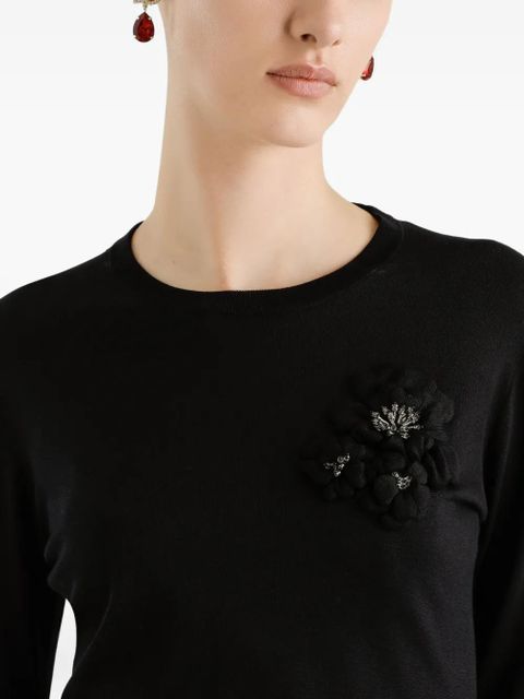 Dolce & Gabbana floral-appliqué sweater - Black - zdjęcie produktu nr 2