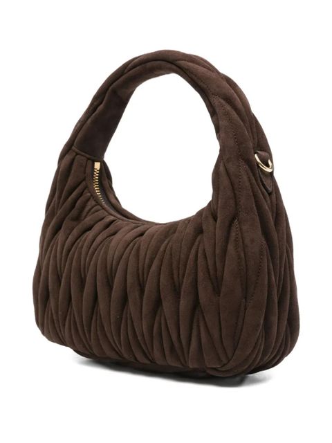 Miu Miu Wander matelassé suede tote bag - Brown