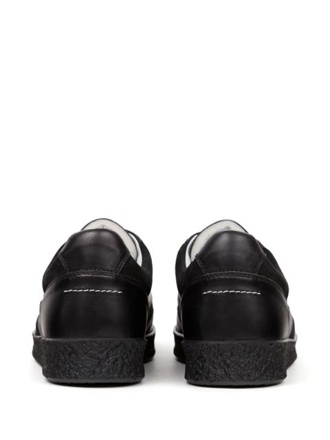 MM6 Maison Margiela stitch-logo leather sneakers - Black