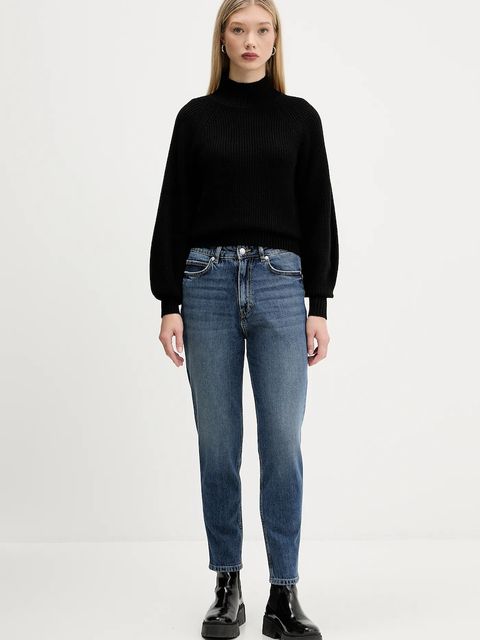 HUGO sweter z wełną damski kolor czarny z półgolfem 50548292 - zdjęcie produktu nr 2